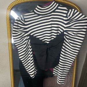 Zara Black and White Striped Top